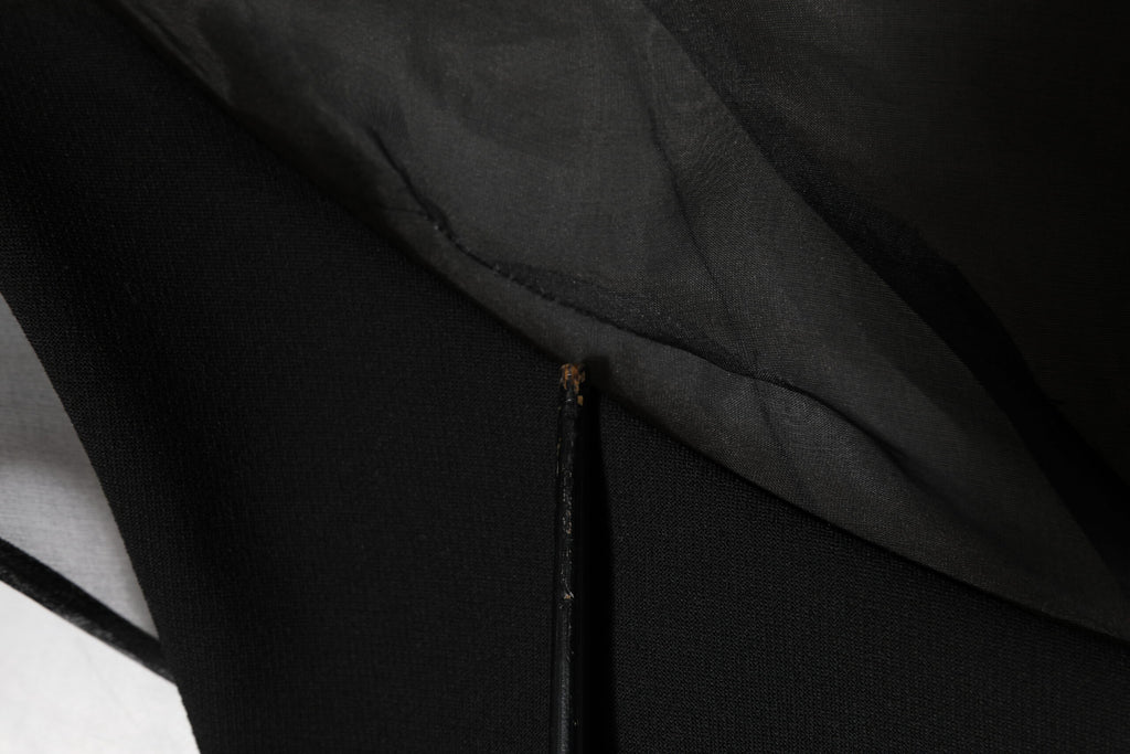Emporio Armani Black Sheer Sleeve Belted V-Neck Mini Dress