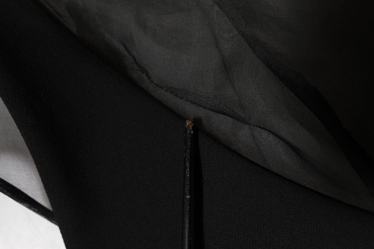 Emporio Armani Black Sheer Sleeve Belted V-Neck Mini Dress
