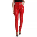 Dolce & Gabbana Red High Waist Skinny Trouser Shiny Pants