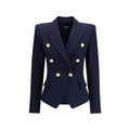 Balmain Blue Fleece Wool Blazer