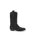 Ganni Black Recycled Leather Lace-Up Boots