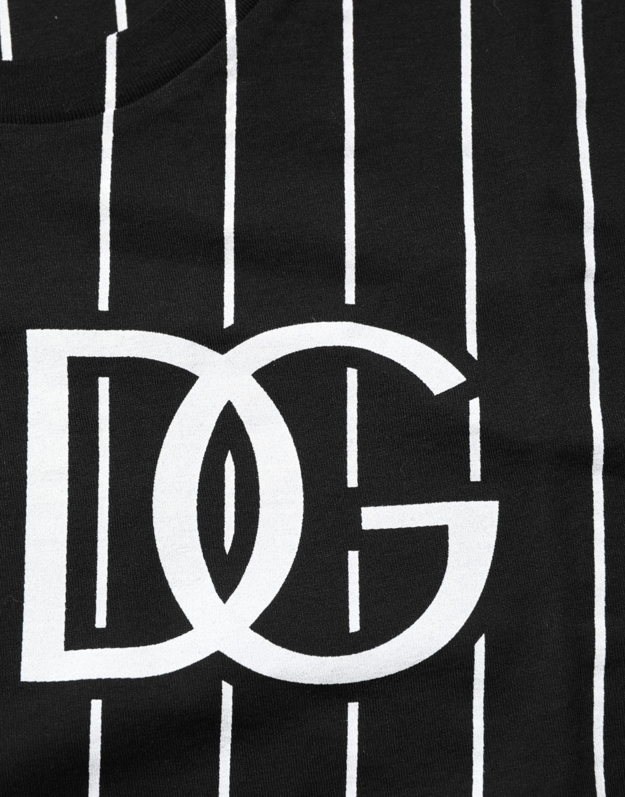 Dolce & Gabbana Black Cotton Polka Dots Round Neck T-shirt