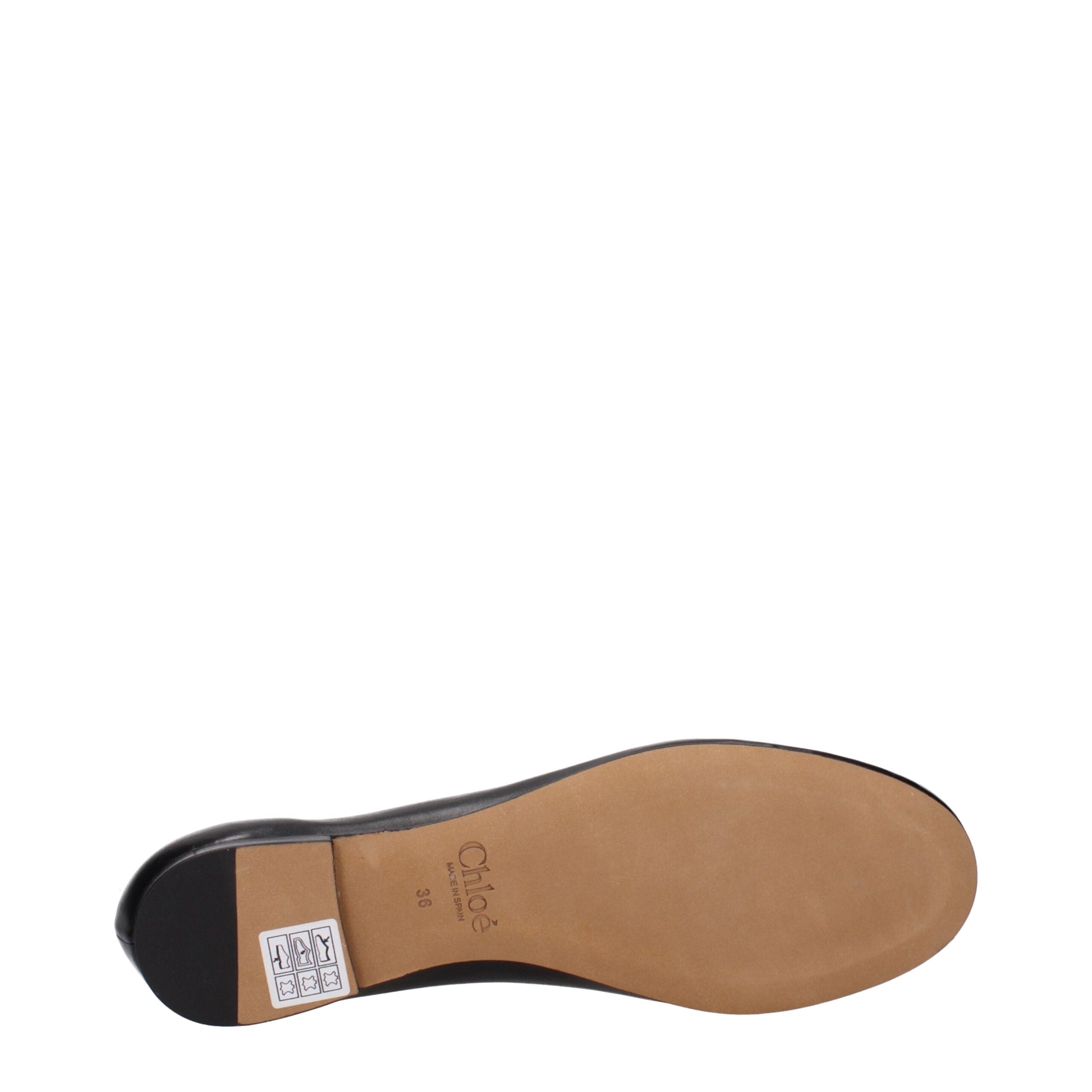 Chloé Black Leather Ballet Flats