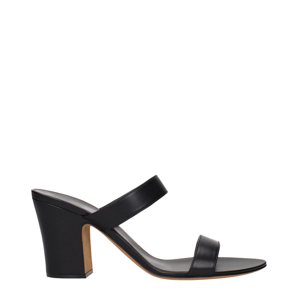 The Row Black Leather Stiletto Heel Sandals