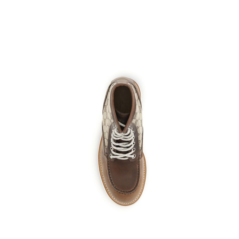 Gucci Brown Calf Leather Bos Taurus Lace-Up Boots