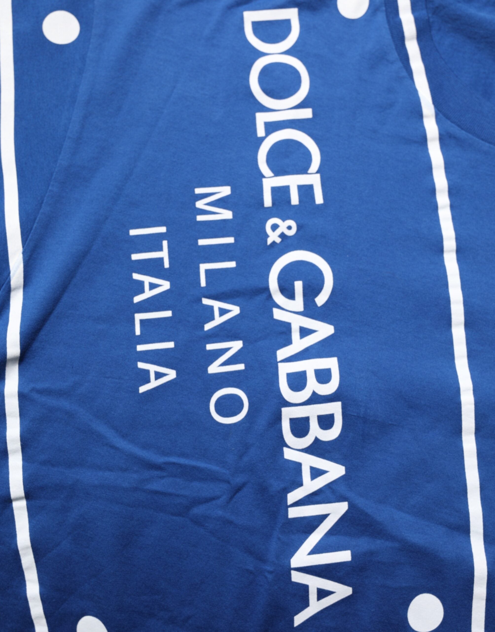 Dolce & Gabbana Blue Logo Print Cotton Crew Neck Men T-shirt
