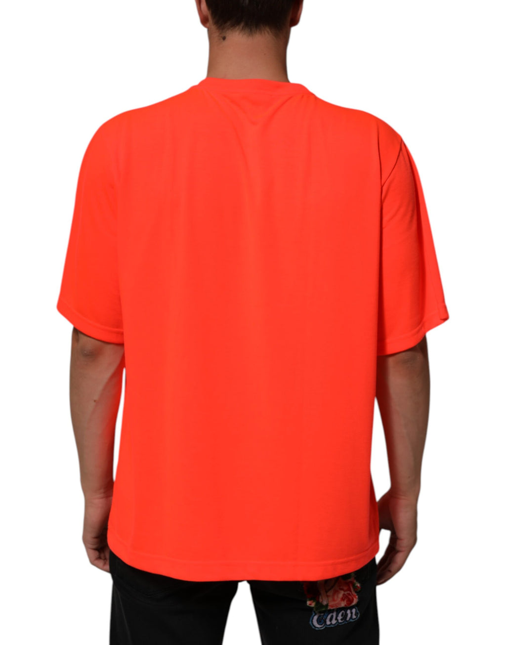 Dolce & Gabbana Neon Orange Polyester Men Crew Neck T-shirt