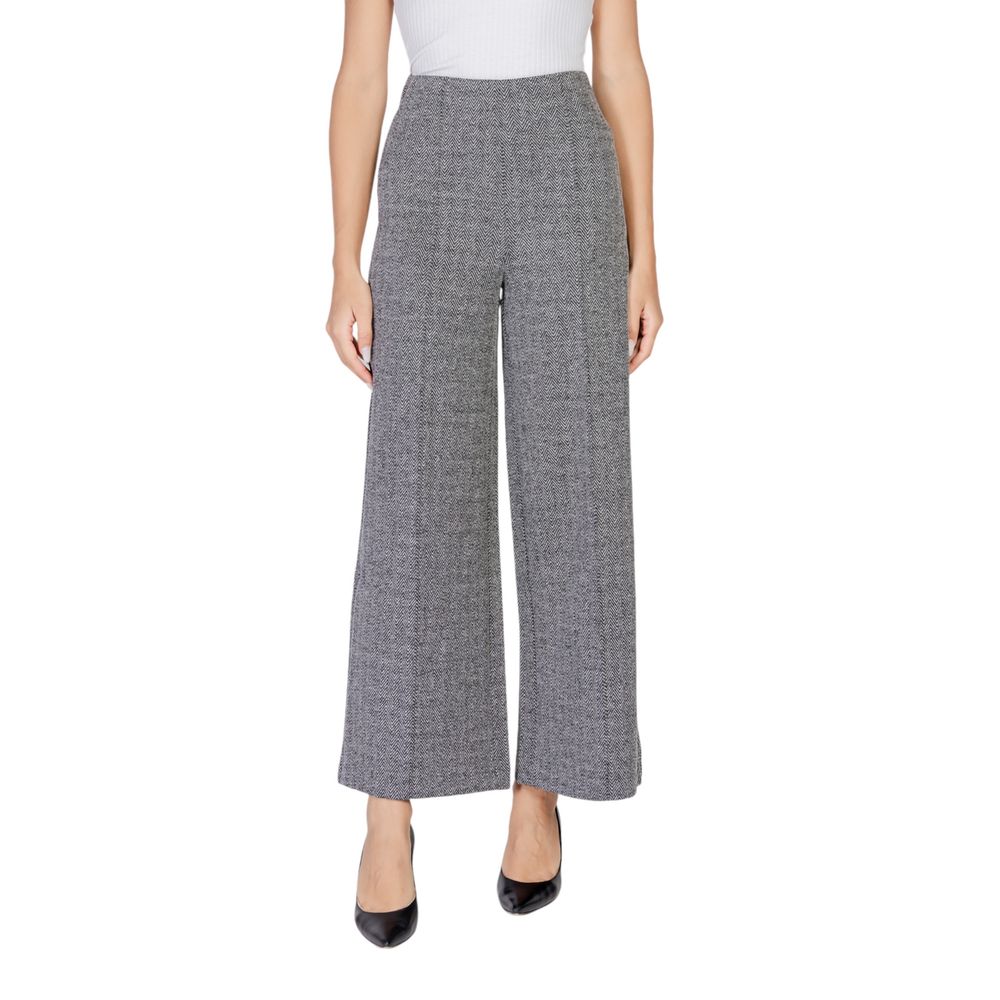 ICHI Black Polyester Casual Pants