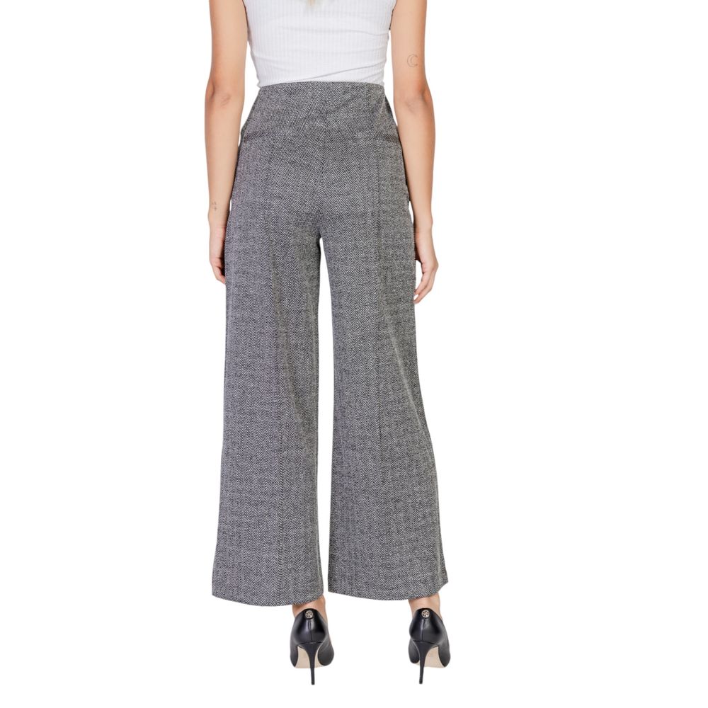 ICHI Black Polyester Casual Pants