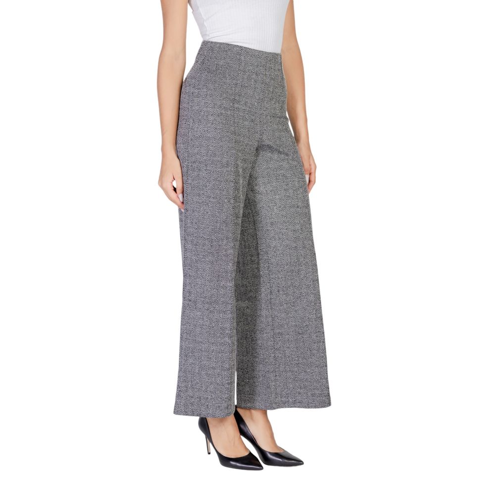 ICHI Black Polyester Casual Pants