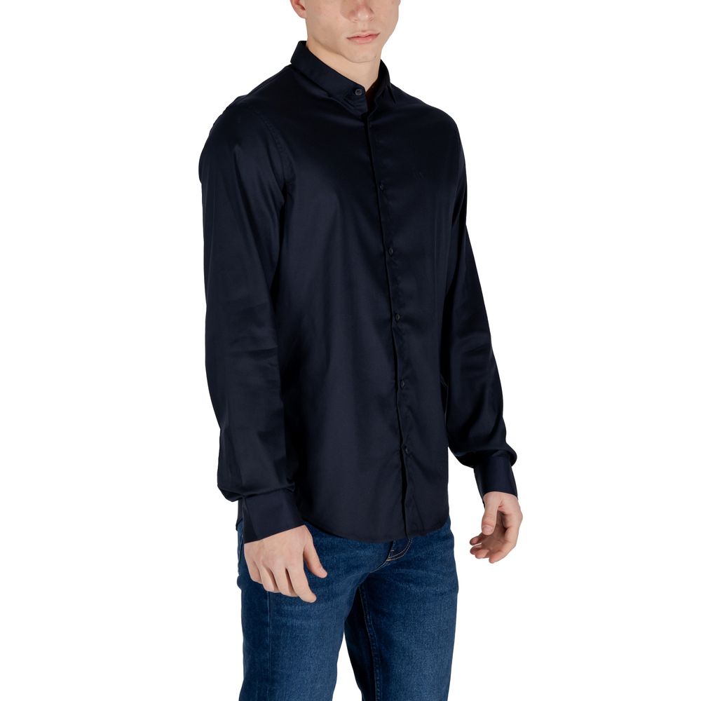Armani Exchange Blue Lyocell Dress Shirt