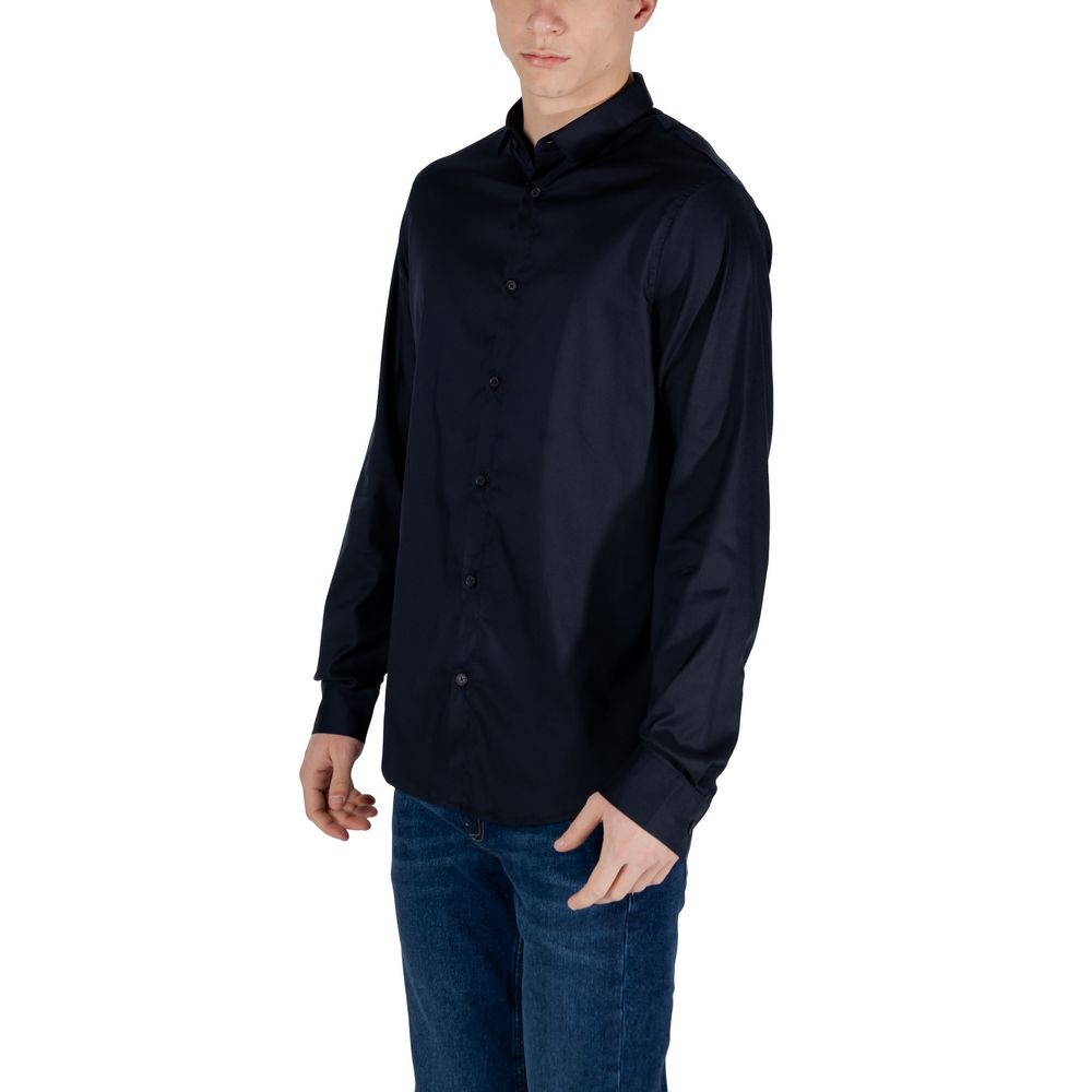 Armani Exchange Blue Lyocell Dress Shirt