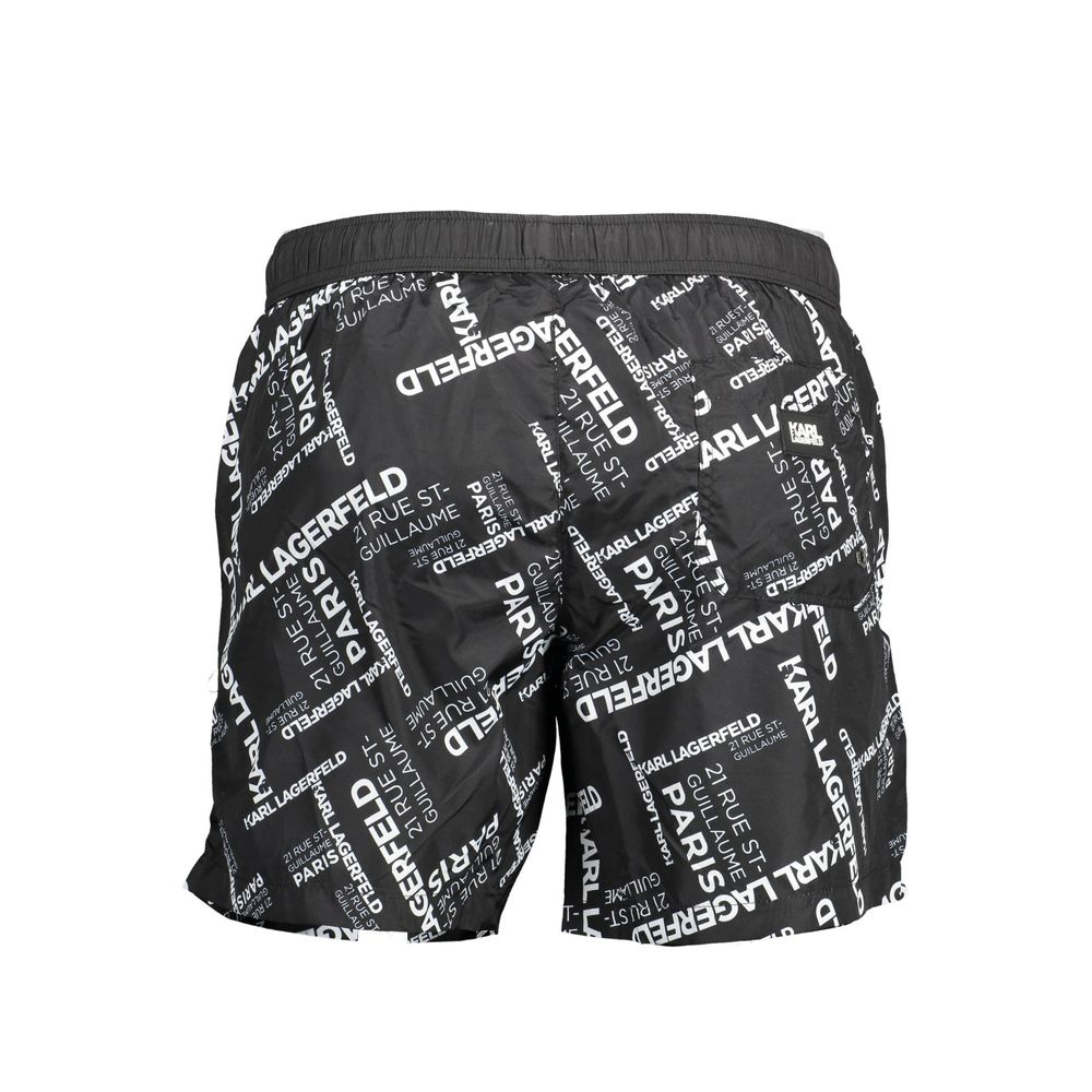 Karl Lagerfeld Black Polyester Men's Swim Trunk