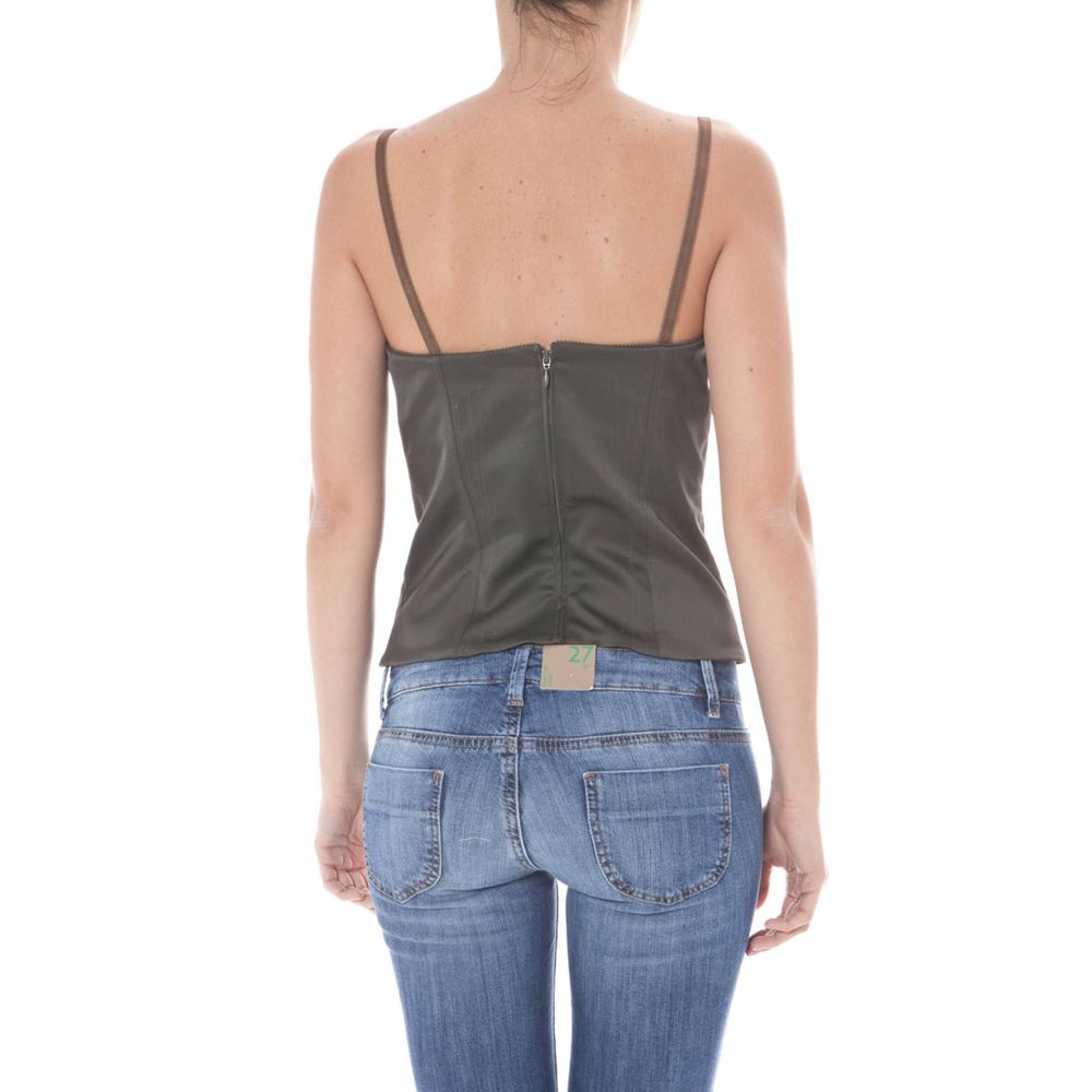 John Galliano Green Elastane Sleeveles T-Shirt