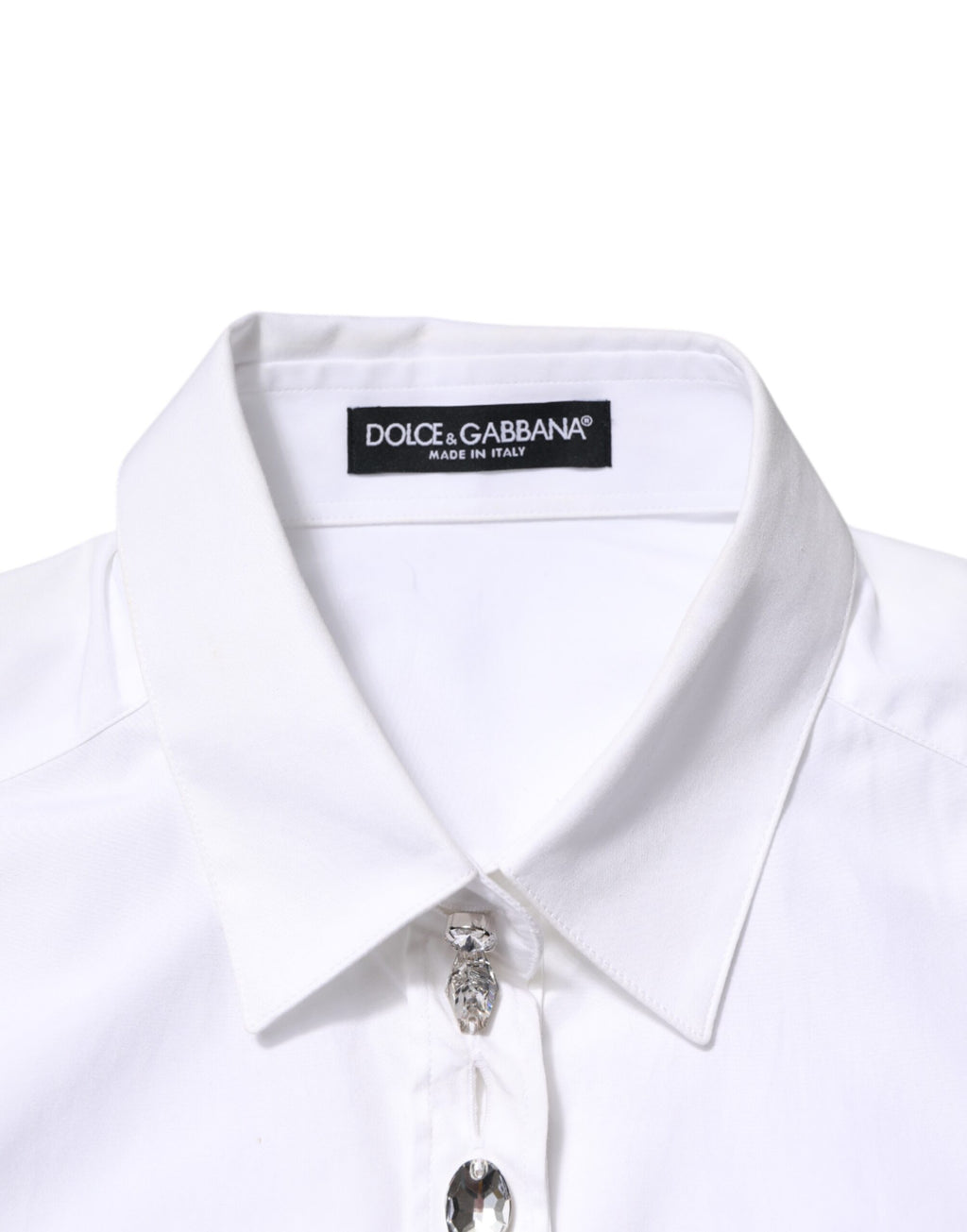 Dolce & Gabbana White Crystal Embellished Dress Shirt Top