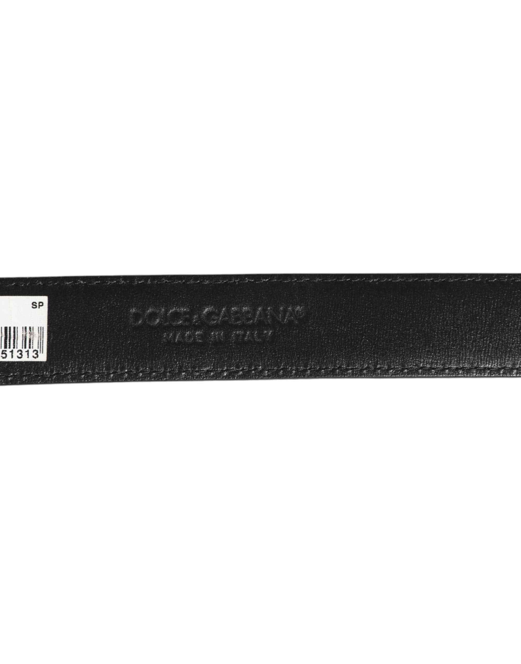 Dolce & Gabbana Brown Leather Leopard Print Metal Buckle Belt