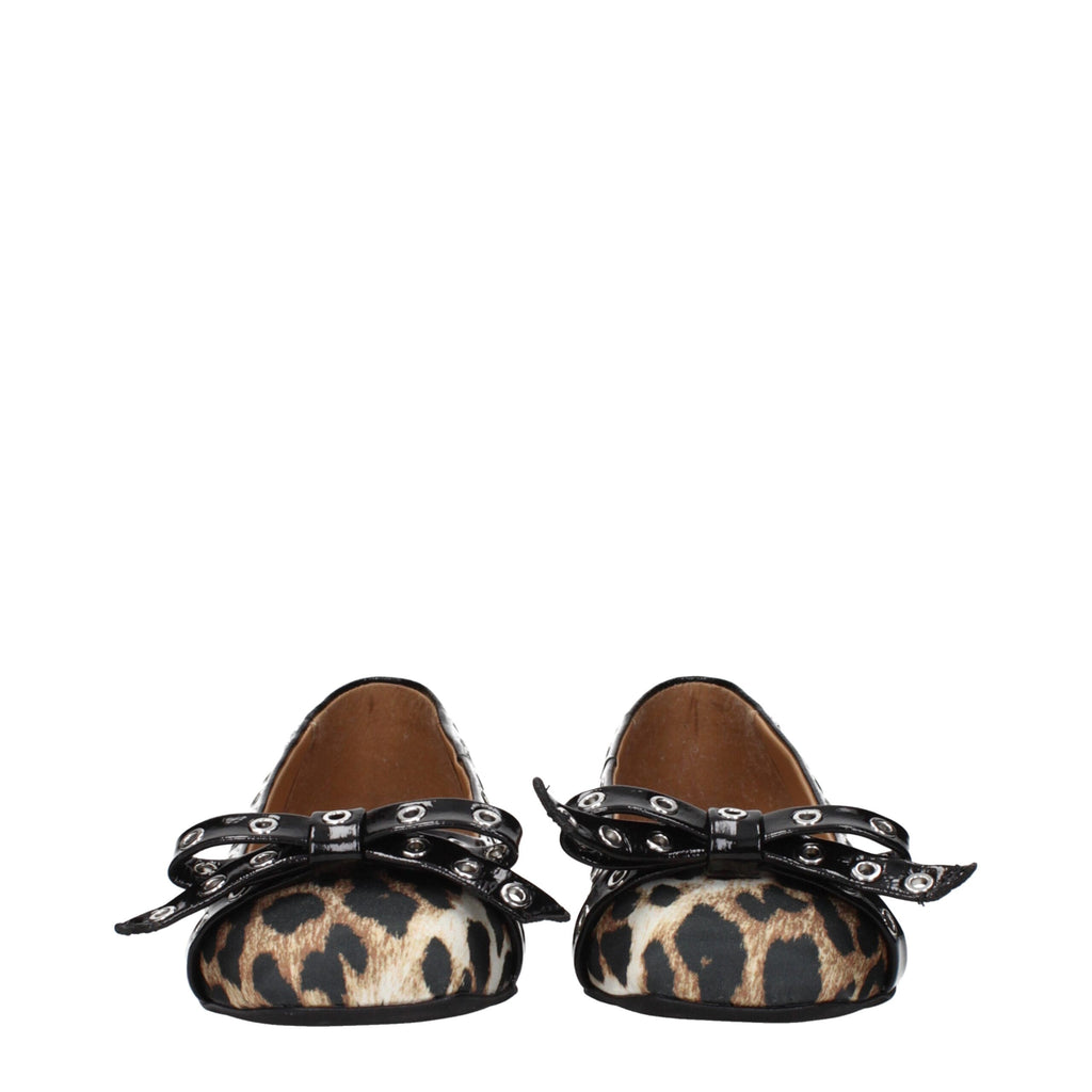 Ganni Brown Fabric Ballet Flats
