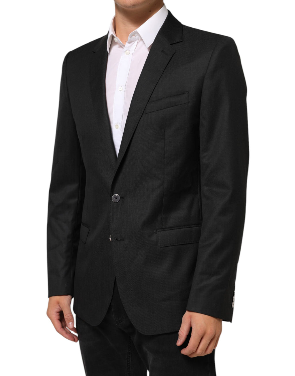 Dolce & Gabbana Dark Gray Single Breasted Men Coat MARTINI Blazer