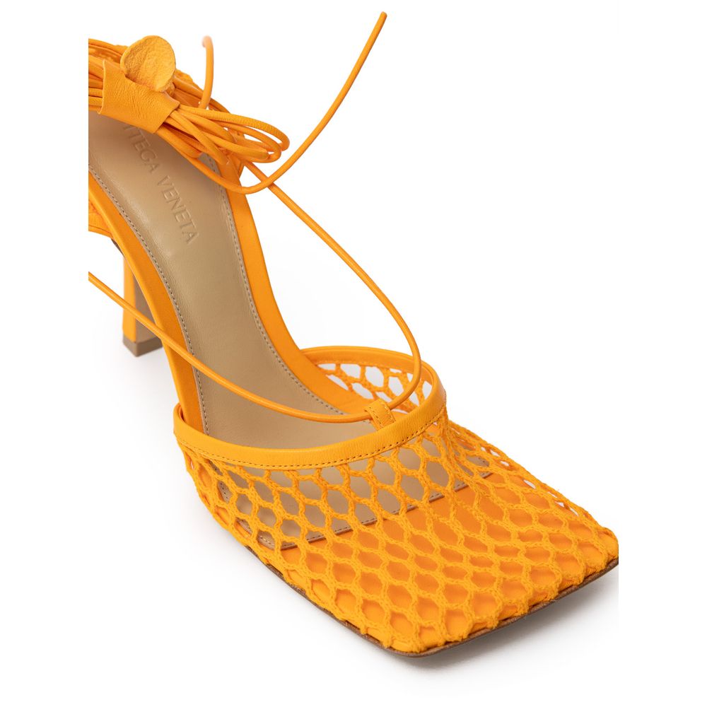 Bottega Veneta Orange Fabric And Leather High Heel Pumps