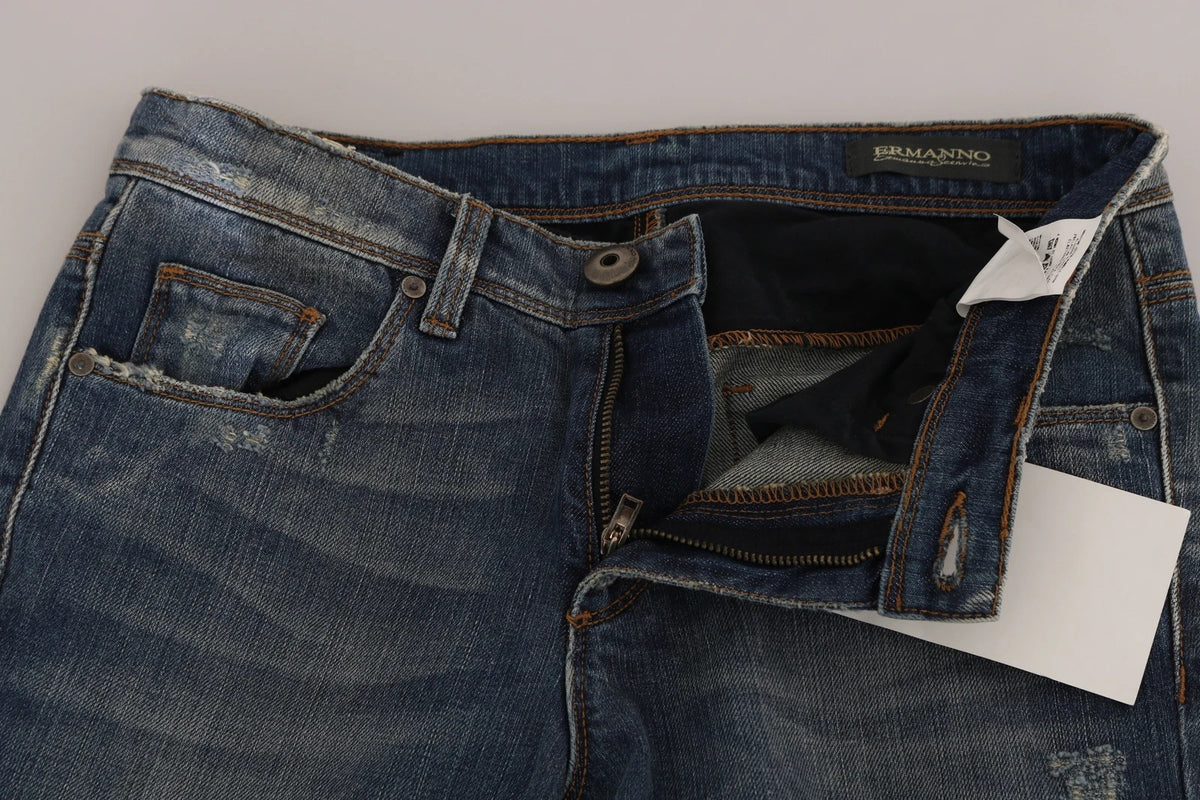 Ermanno Scervino Blue Washed Boot Cut Casual Denim Pants Jeans
