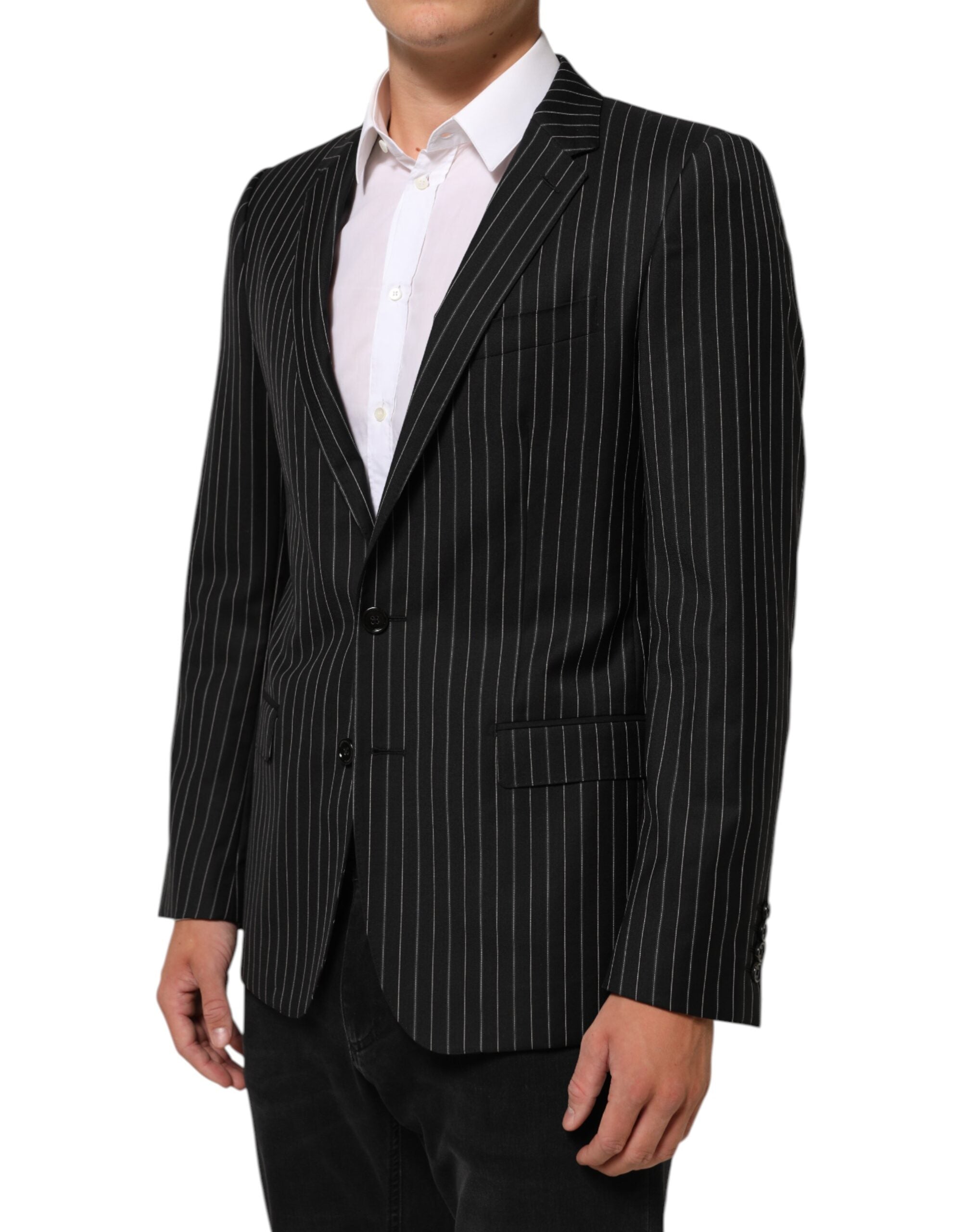 Dolce & Gabbana Dark Gray Stripes MARTINI 1 Button Suit Blazer