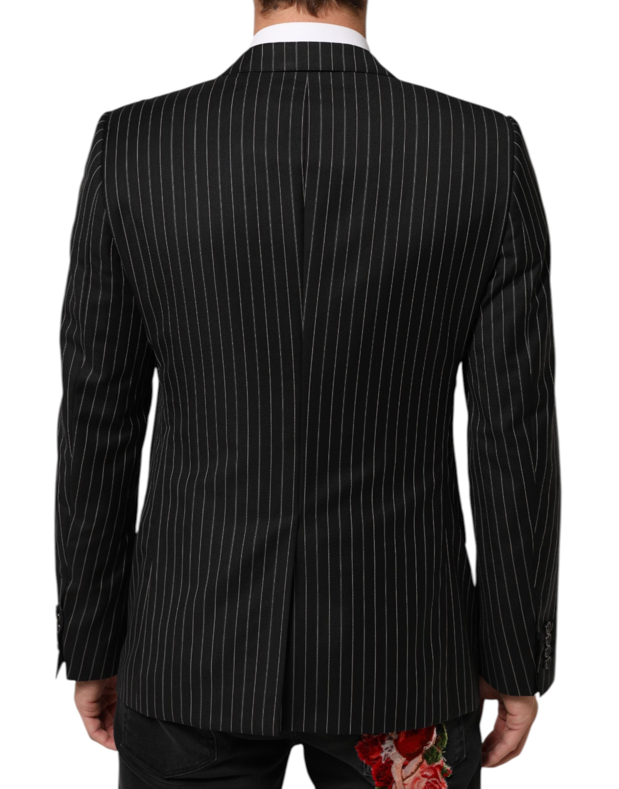 Dolce & Gabbana Dark Gray Stripes MARTINI 1 Button Suit Blazer
