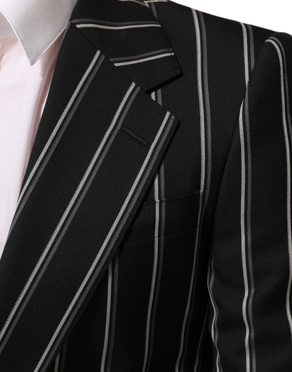 Dolce & Gabbana Dark Gray Stripes SICILIA 1 Button Suit Blazer