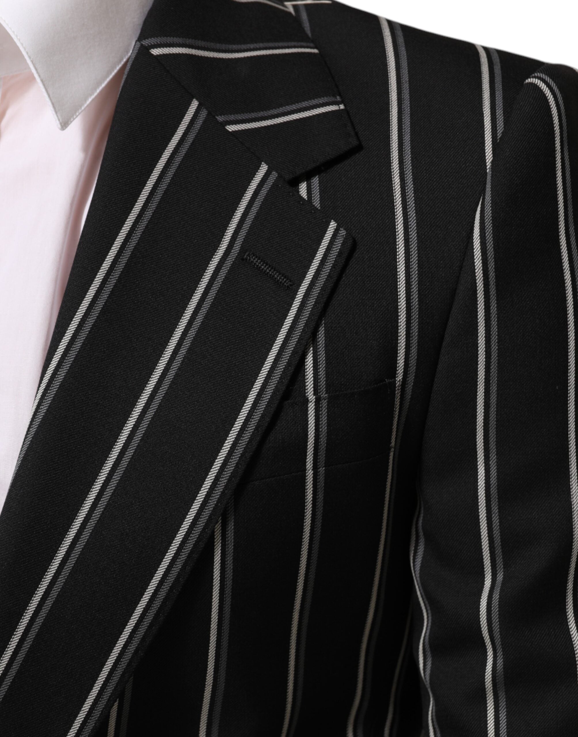 Dolce & Gabbana Dark Gray Stripes SICILIA 1 Button Suit Blazer