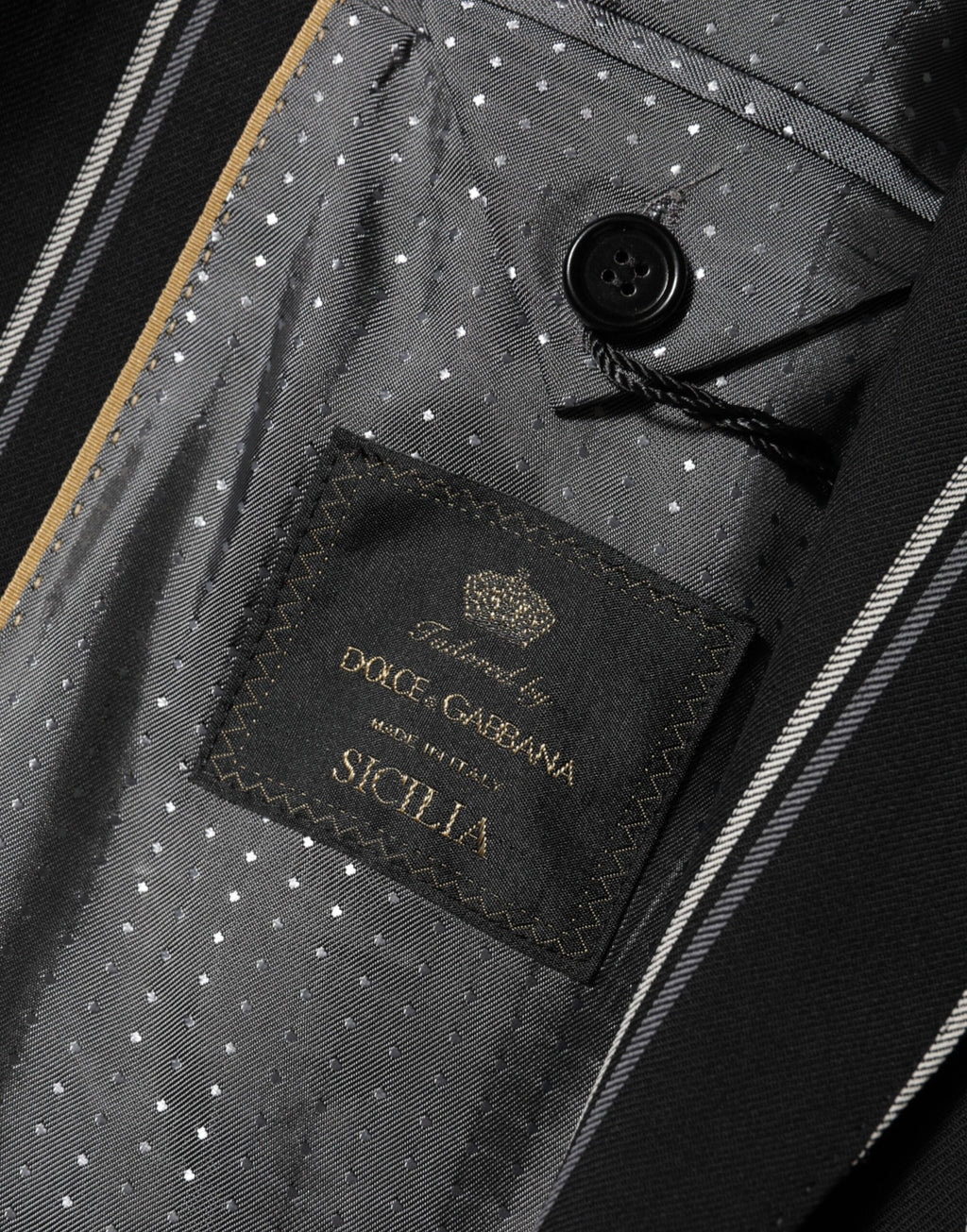 Dolce & Gabbana Dark Gray Stripes SICILIA 1 Button Suit Blazer