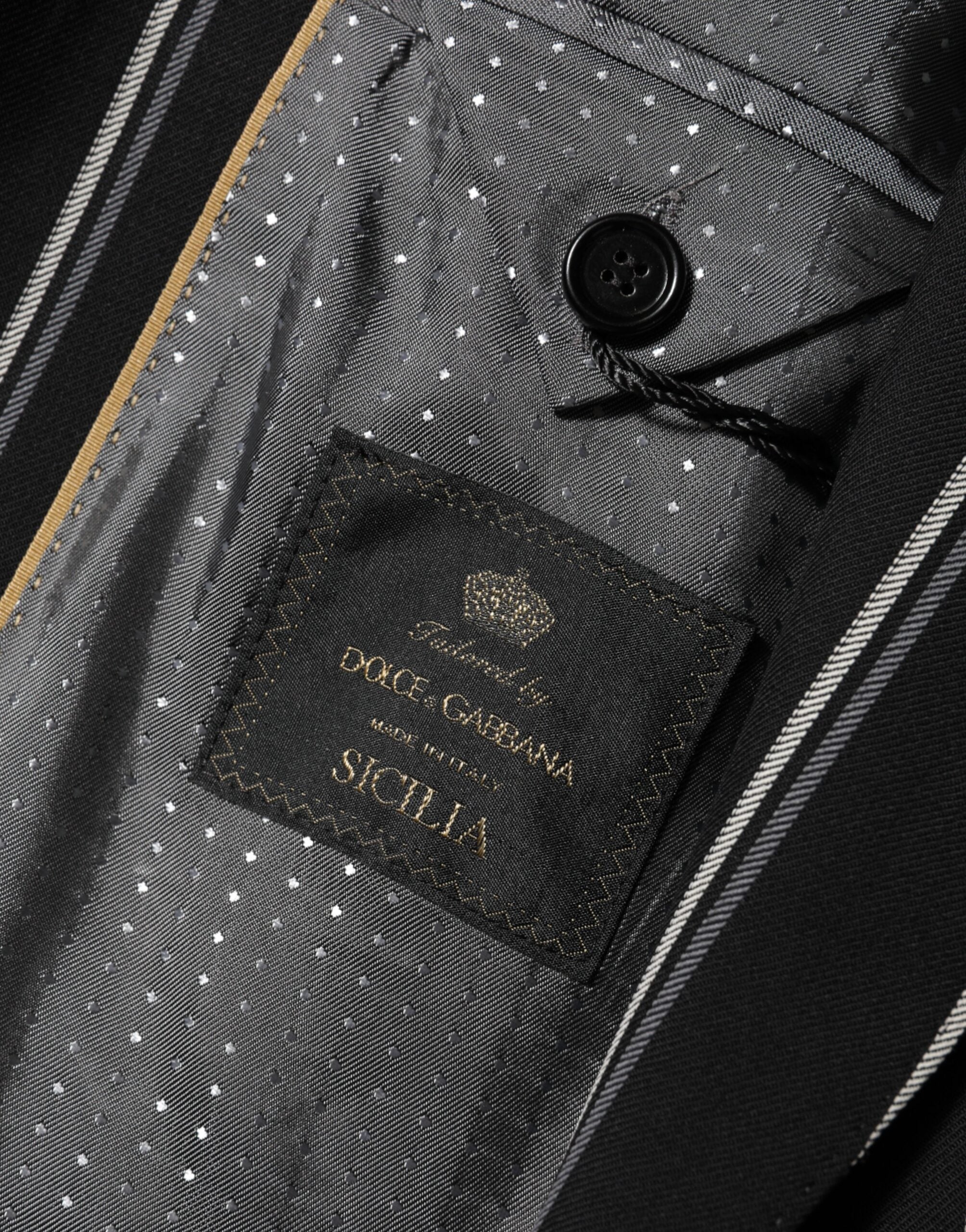 Dolce & Gabbana Dark Gray Stripes SICILIA 1 Button Suit Blazer