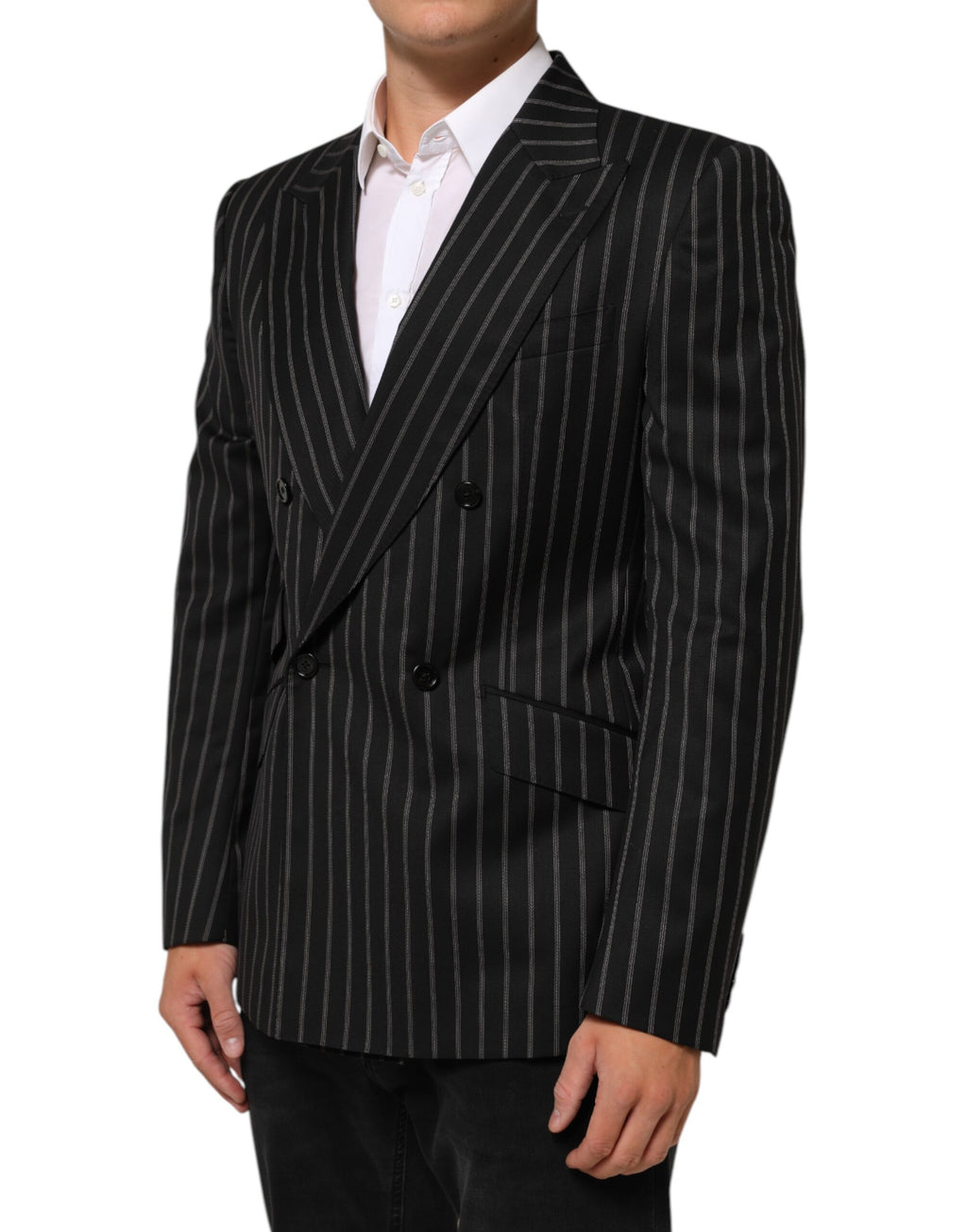Dolce & Gabbana Dark Gray Stripes SICILIA 1 Button Suit Blazer