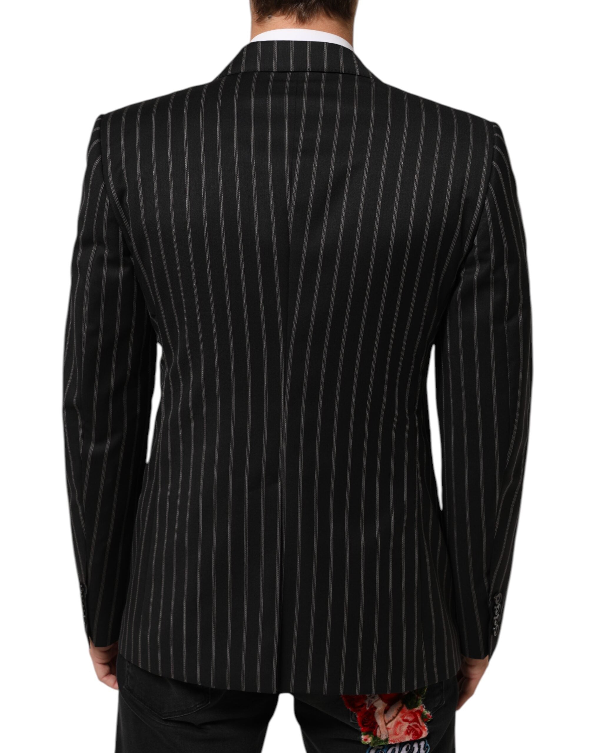 Dolce & Gabbana Dark Gray Stripes SICILIA 1 Button Suit Blazer