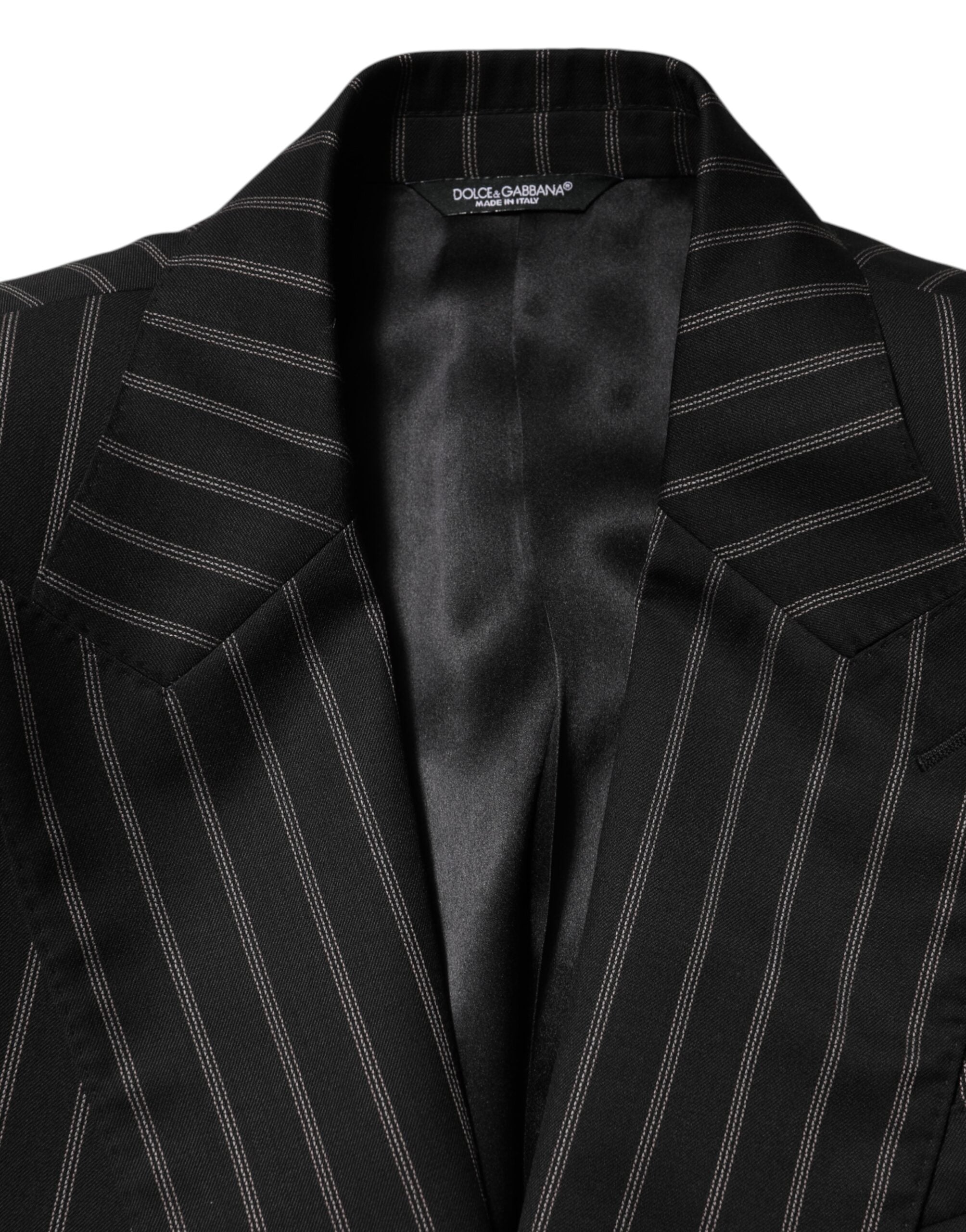 Dolce & Gabbana Dark Gray Stripes SICILIA 1 Button Suit Blazer