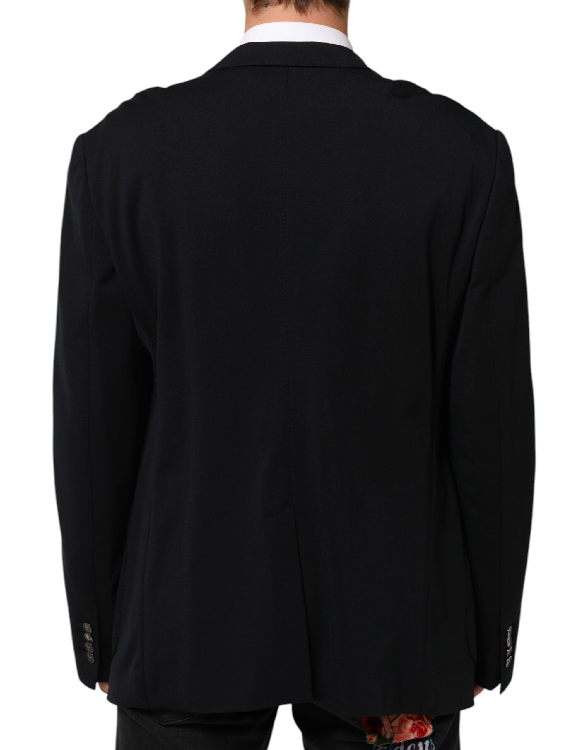 Dolce & Gabbana Dark Blue Viscose 2 Buttons Suit Jacket Blazer