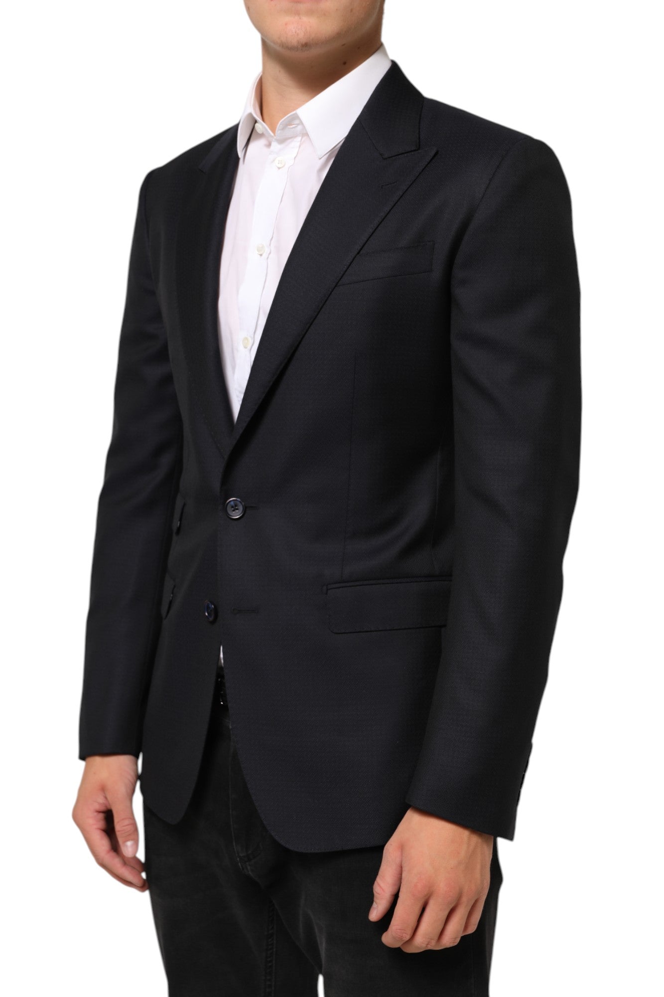Dolce & Gabbana Dark Blue Wool NAPOLI 2 Button Men Suit Blazer