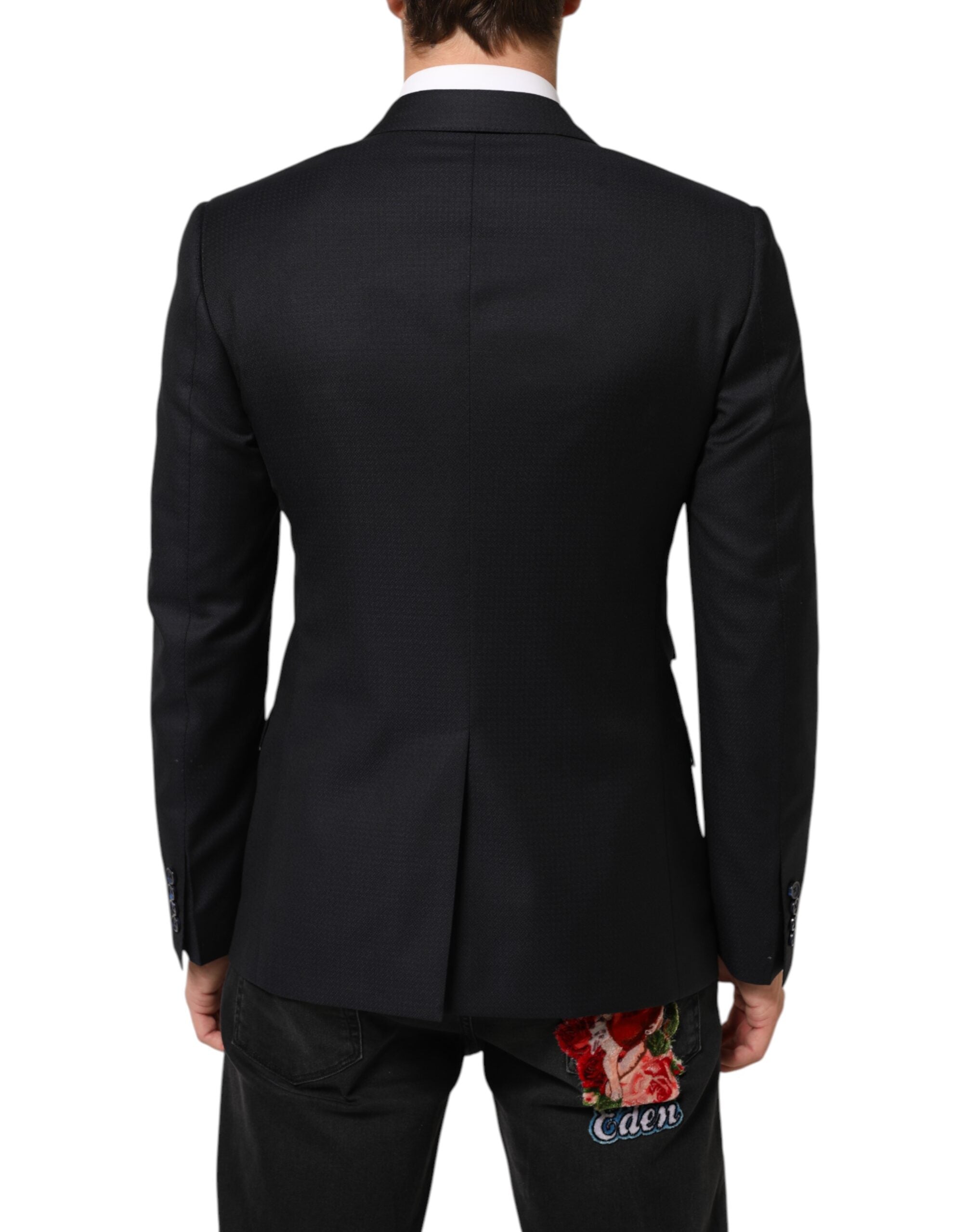 Dolce & Gabbana Dark Blue Wool NAPOLI 2 Button Men Suit Blazer