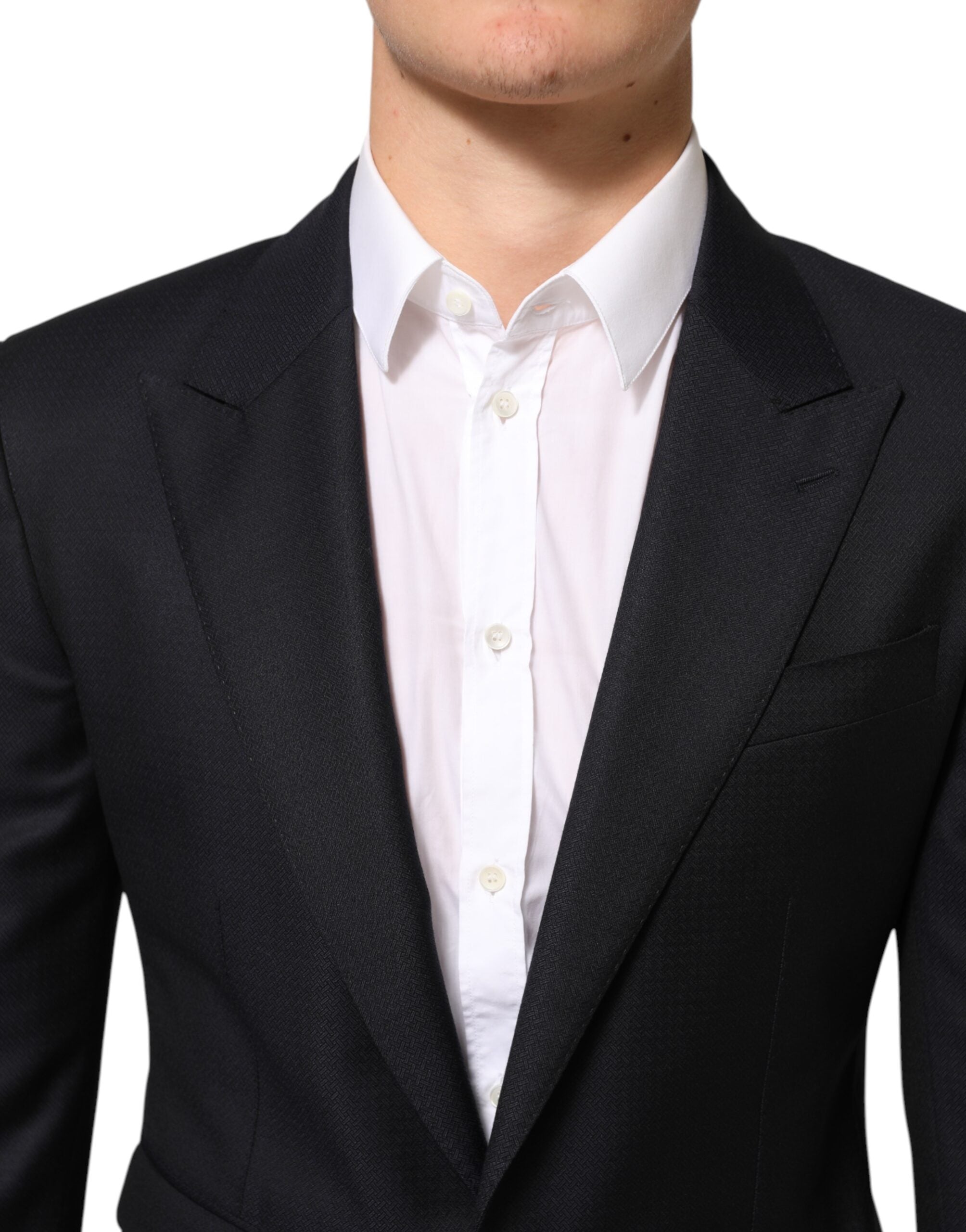 Dolce & Gabbana Dark Blue Wool NAPOLI 2 Button Men Suit Blazer
