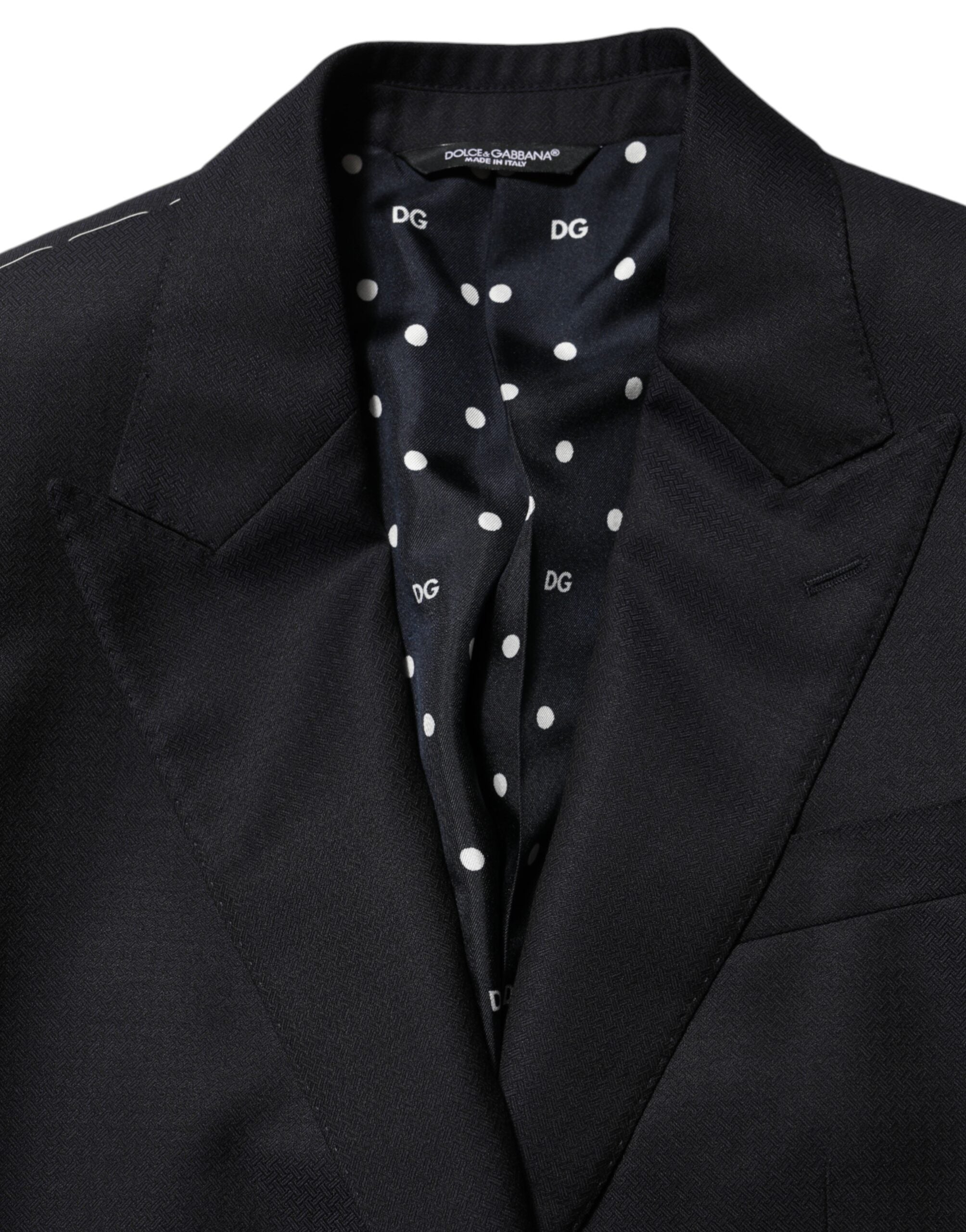Dolce & Gabbana Dark Blue Wool NAPOLI 2 Button Men Suit Blazer
