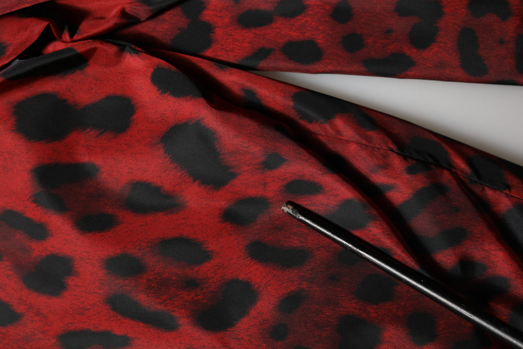 Dolce & Gabbana Red Leopard Print Full Zip Bomber Jacket