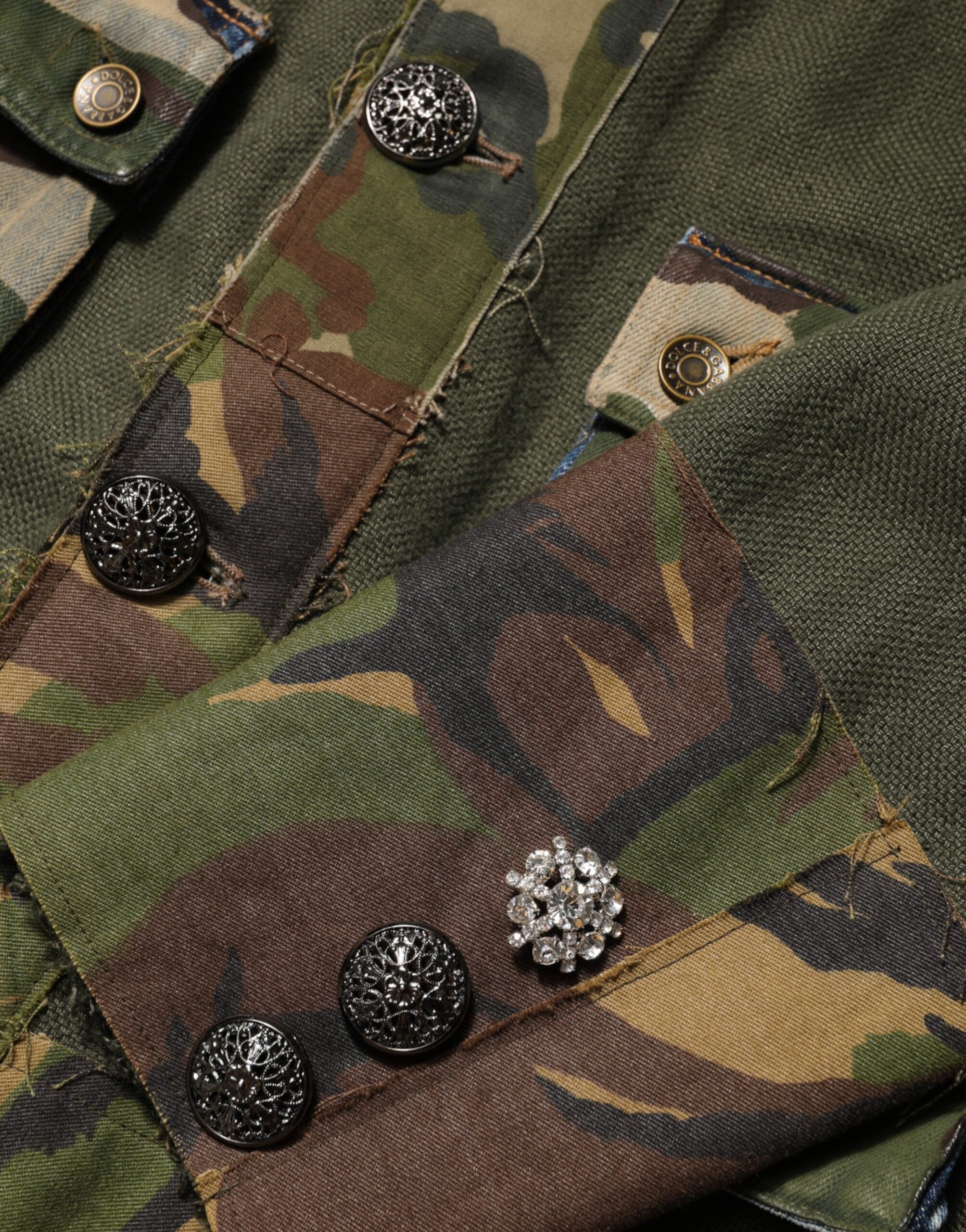 Dolce & Gabbana Brown Camouflage Linen Button Down Jacket