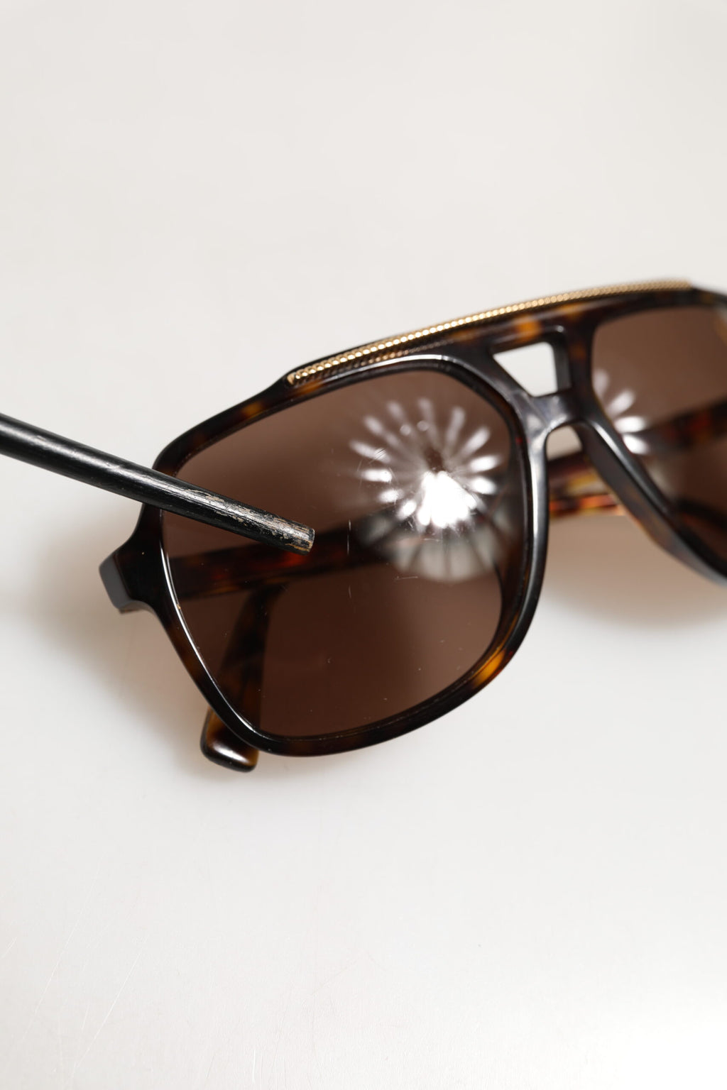 Dolce & Gabbana Dark Brown Tortoise Shell Pilot Frame Sunglasses