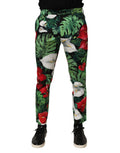 Dolce & Gabbana Multicolor Floral Print Cotton Tapered Pants