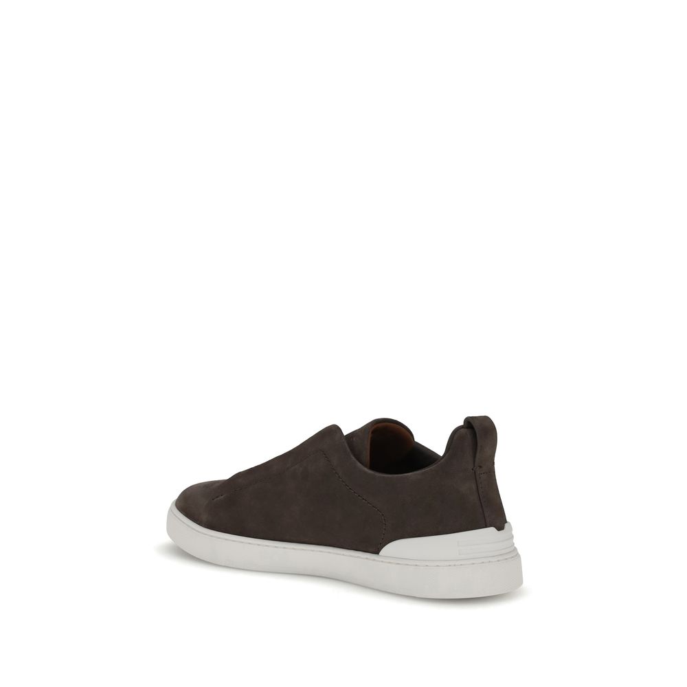 ZEGNA Black Calf Leather Bos Taurus Low Top Sneakers