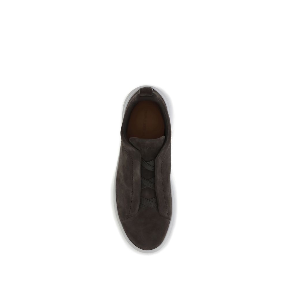 ZEGNA Black Calf Leather Bos Taurus Low Top Sneakers