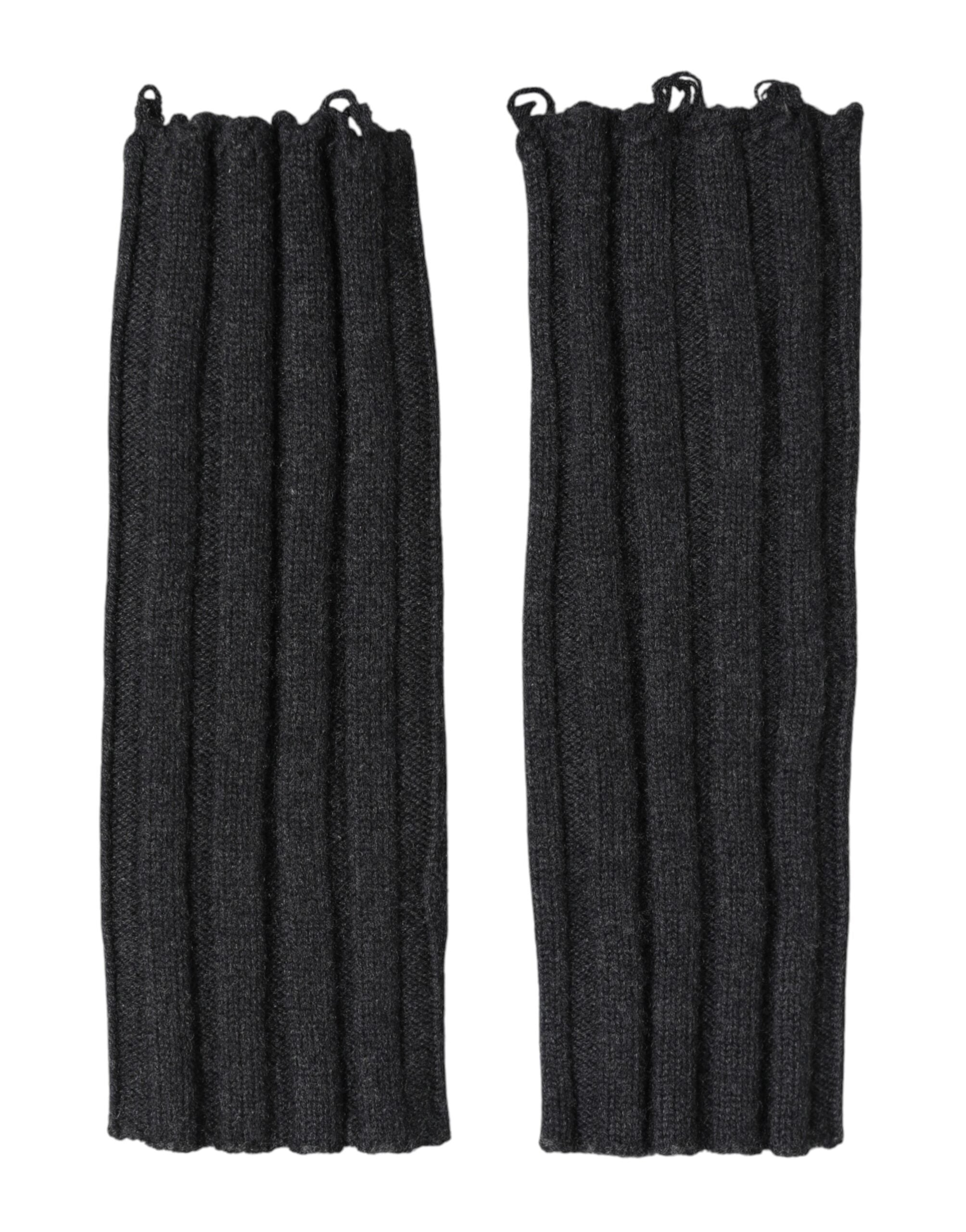 Dolce & Gabbana Dark Gray Virgin Wool Knitted Fingerless Gloves