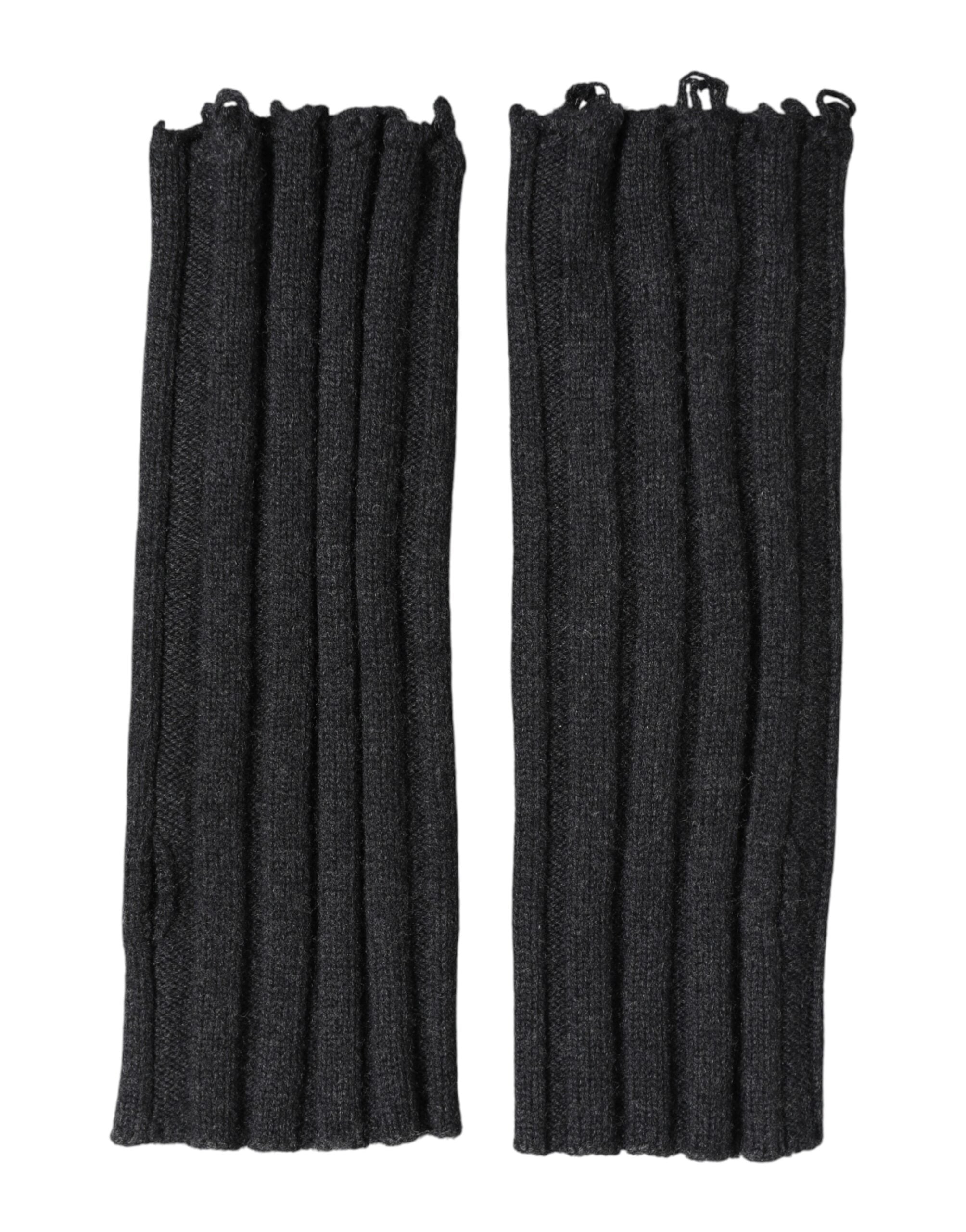 Dolce & Gabbana Dark Gray Virgin Wool Knitted Fingerless Gloves