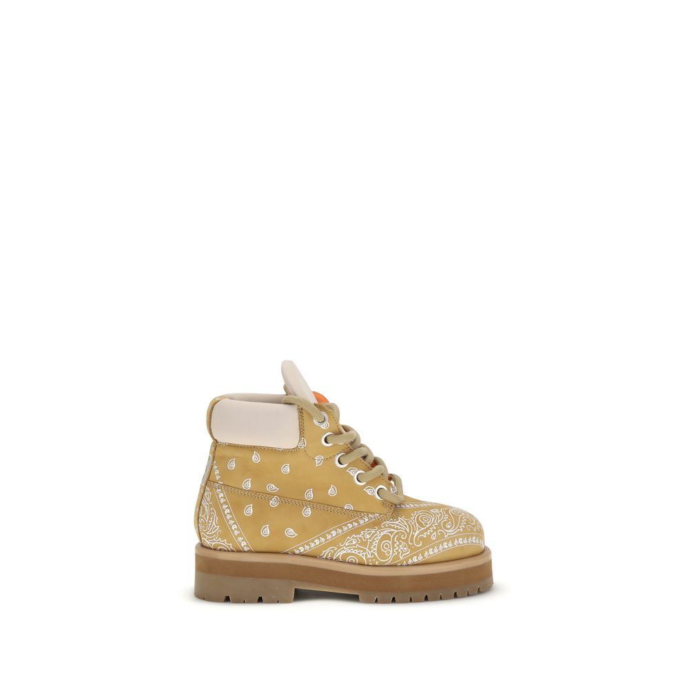 PDF Channel Beige Calf Leather Bos Taurus Lace-Up Boots