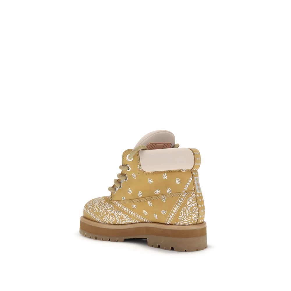 PDF Channel Beige Calf Leather Bos Taurus Lace-Up Boots