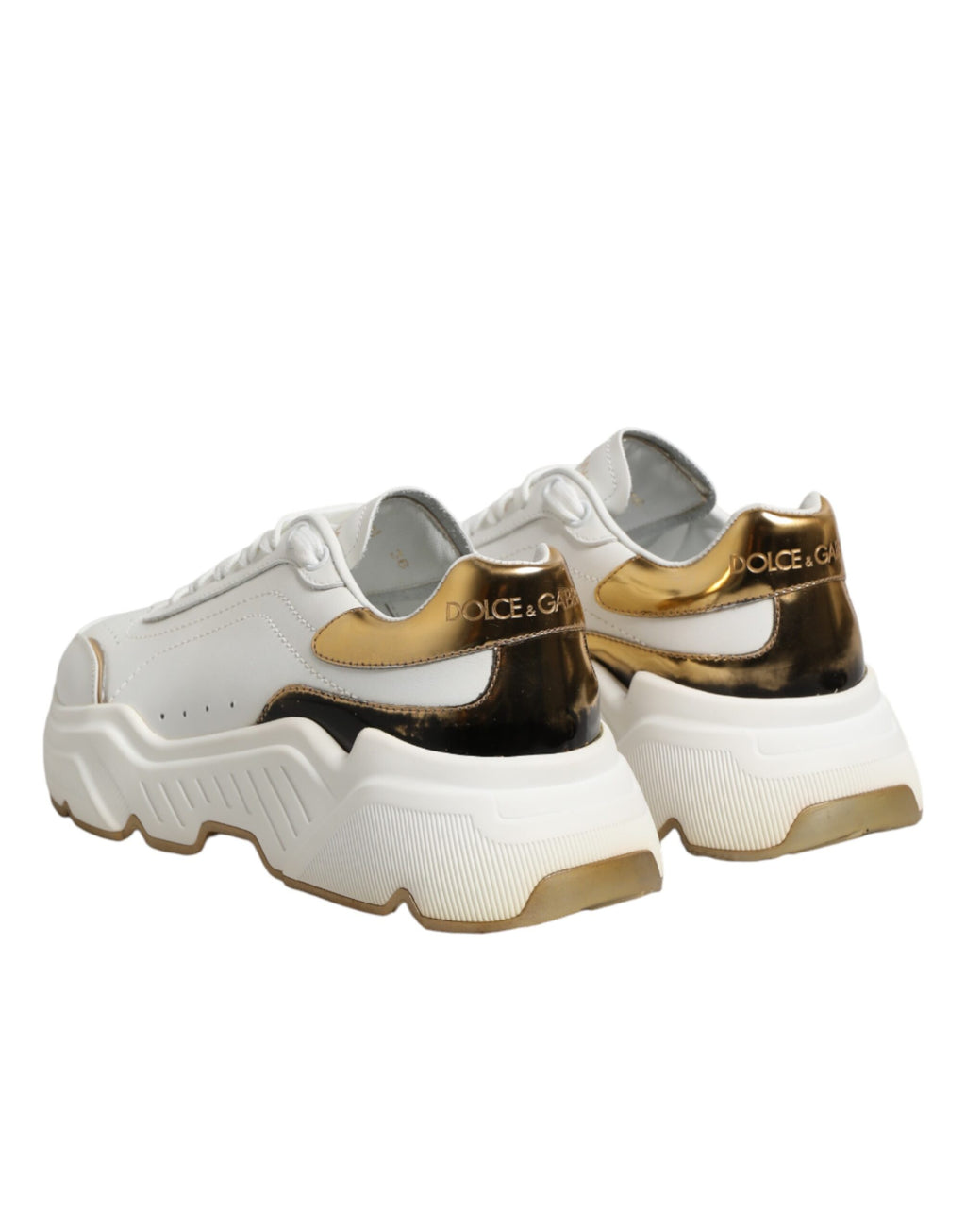 Dolce & Gabbana White Gold Daymaster Low Top Sneakers Shoes
