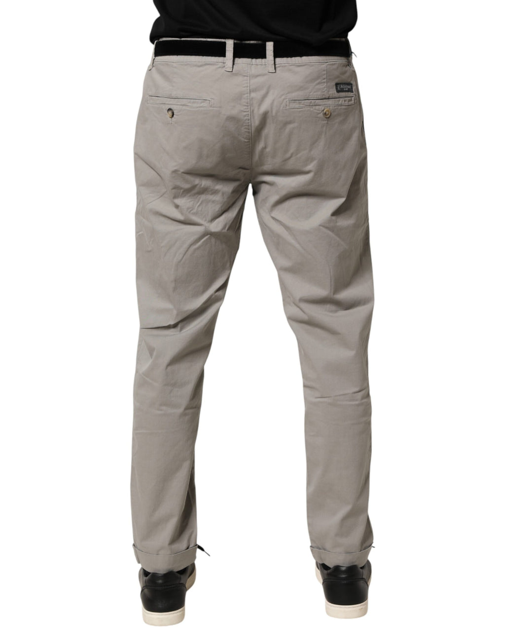 Jeckerson Gray Cotton Stretch Tapered Fit Men Chino Trouser Pants